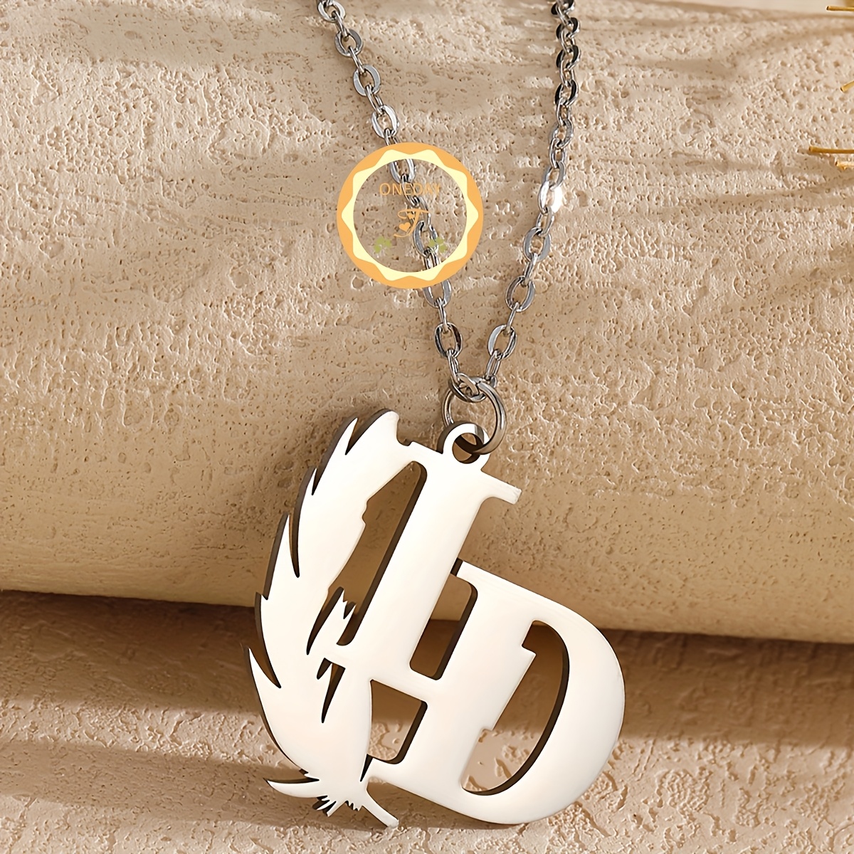 Custom Feather Name Necklace Personalized 304 Stainless Steel Choker